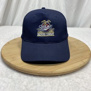 Miller Hat Brewing Company Adjustable Leather Strap back Cap Blue Embroidered